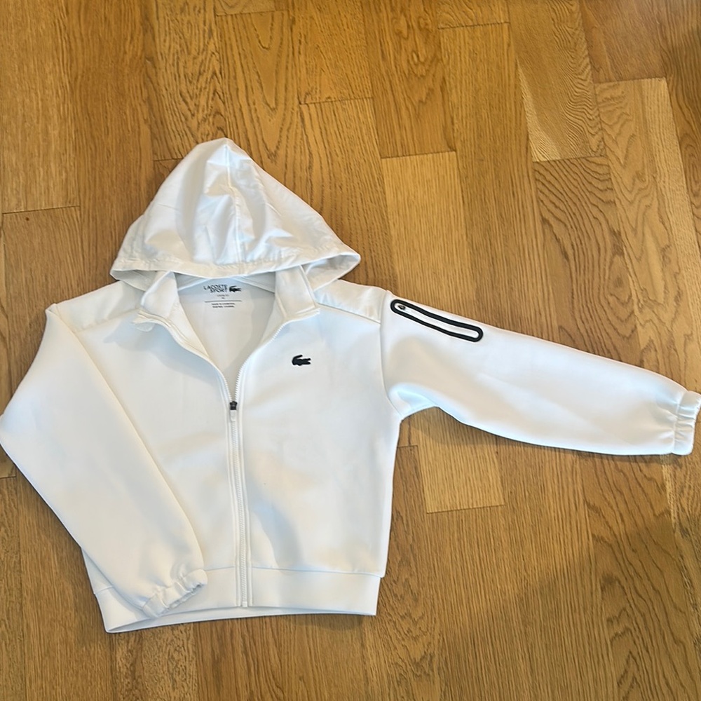 LACOSTE SPORT JACKET WOMENS 40 WHITE ATHLEISURE MINIMALIST